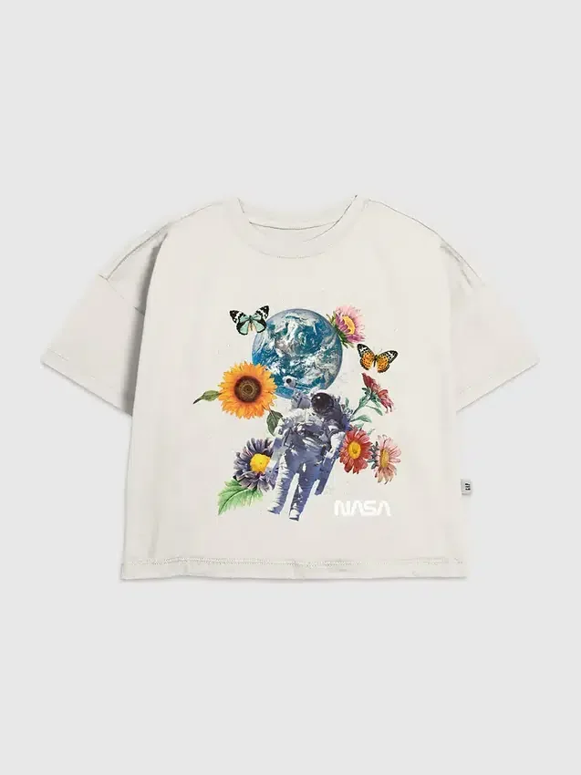 Kids Nasa Space Floral Graphic T-Shirt