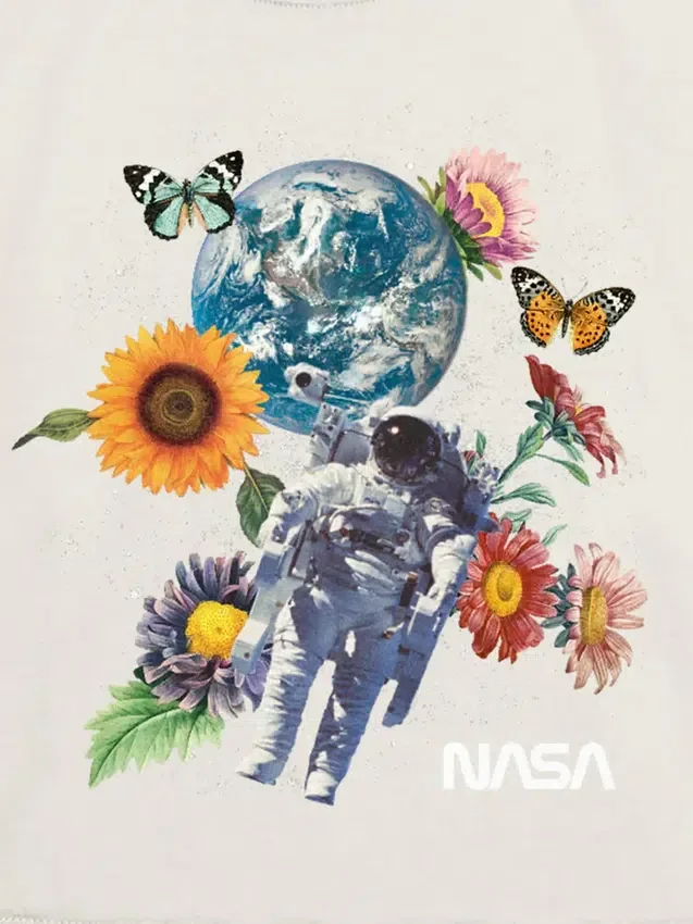 Kids Nasa Space Floral Graphic T-Shirt