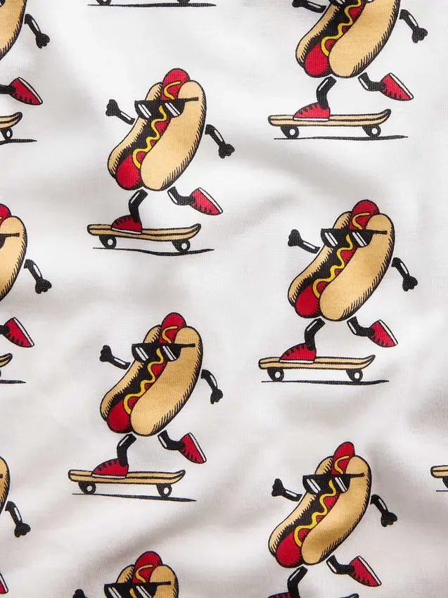 Kids Organic Brushed Cotton Hot Dog Pj Short Set
