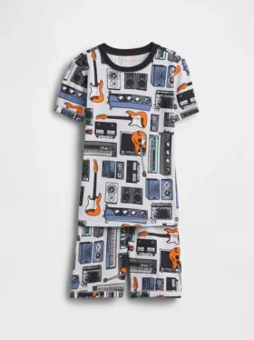 Kids Organic Brushed Cotton Music Pj Short Set