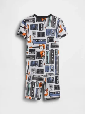 Kids Organic Brushed Cotton Music Pj Short Set