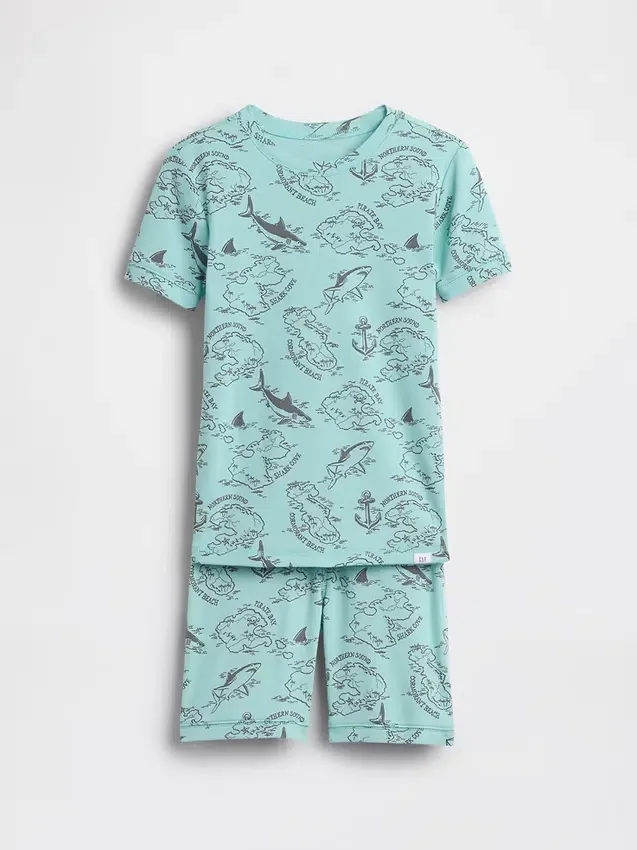 Kids Organic Brushed Cotton Pirate Map Pj Short Set