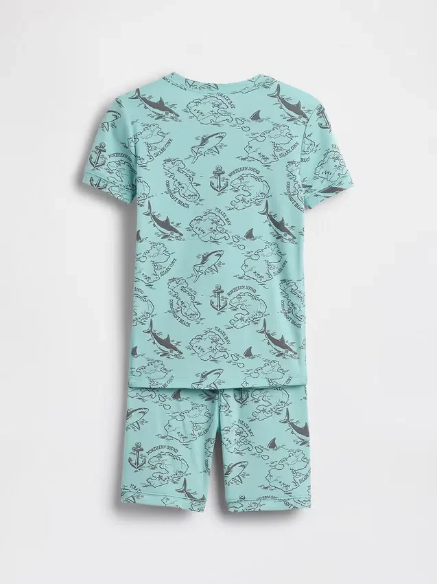Kids Organic Brushed Cotton Pirate Map Pj Short Set