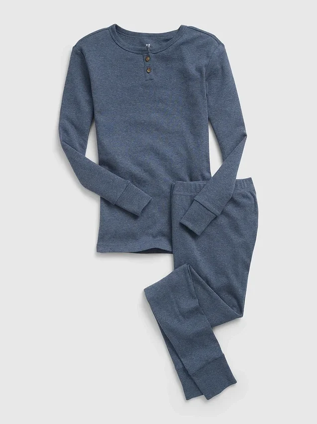 Kids Organic Cotton Henley Pj Set