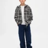Kids Organic Cotton Hooded Flannel Shirt