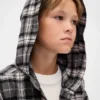 Kids Organic Cotton Hooded Flannel Shirt