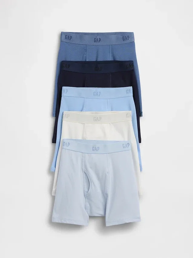 Kids Organic Stretch Cotton Logo Boxer Briefs (5-Pack)