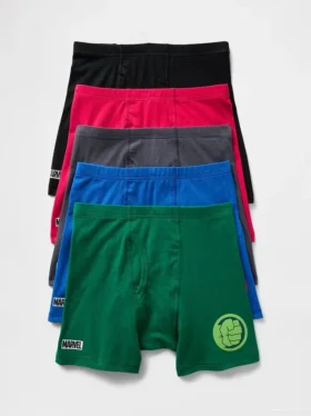 Kids Organic Stretch Cotton Marvel Boxer Briefs (5-Pack)