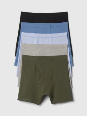 Kids Organic Stretch Cotton Solid Boxer Briefs (5-Pack)
