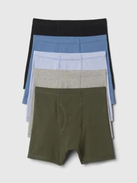 Kids Organic Stretch Cotton Solid Boxer Briefs (5-Pack)