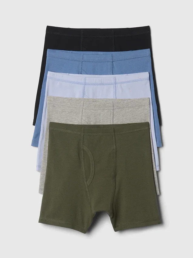 Kids Organic Stretch Cotton Solid Boxer Briefs (5-Pack)