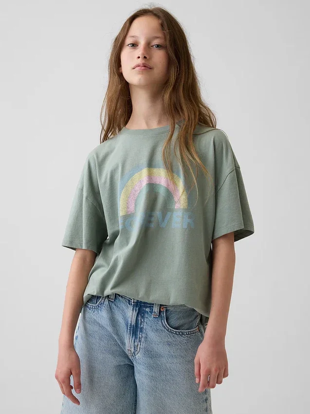 Kids Oversized Tunic Graphic T-Shirt