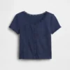 Kids Pointelle Rib Button-Front T-Shirt
