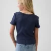 Kids Pointelle Rib Button-Front T-Shirt