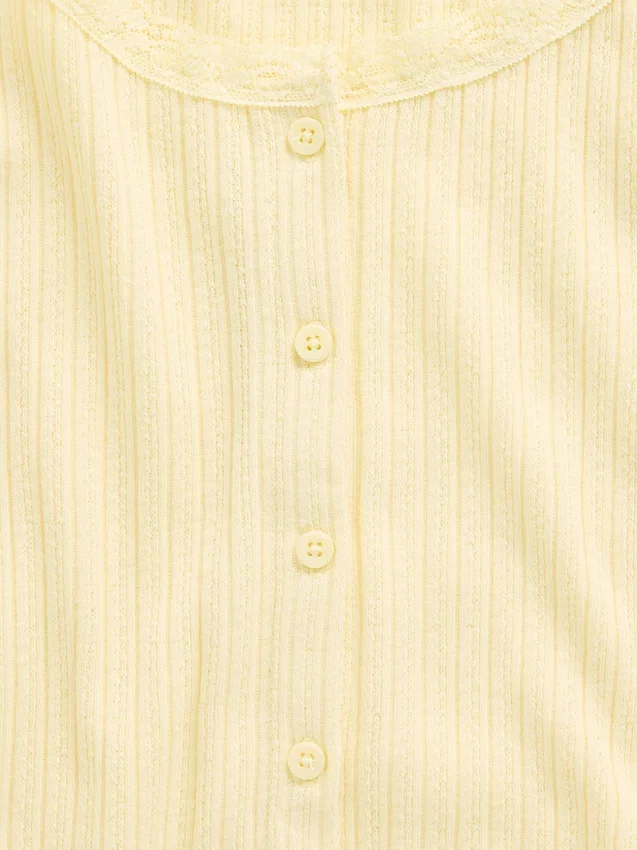 Kids Pointelle Rib Button-Front T-Shirt