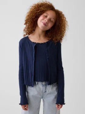 Kids Pointelle Rib Cardigan