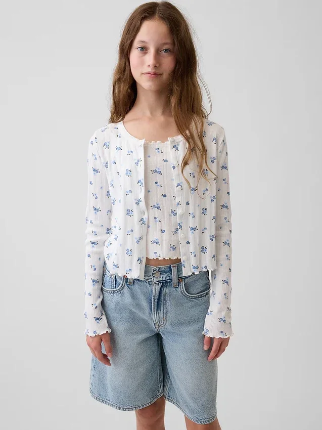 Kids Pointelle Rib Cardigan
