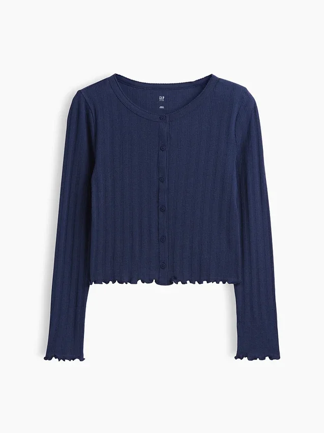 Kids Pointelle Rib Cardigan