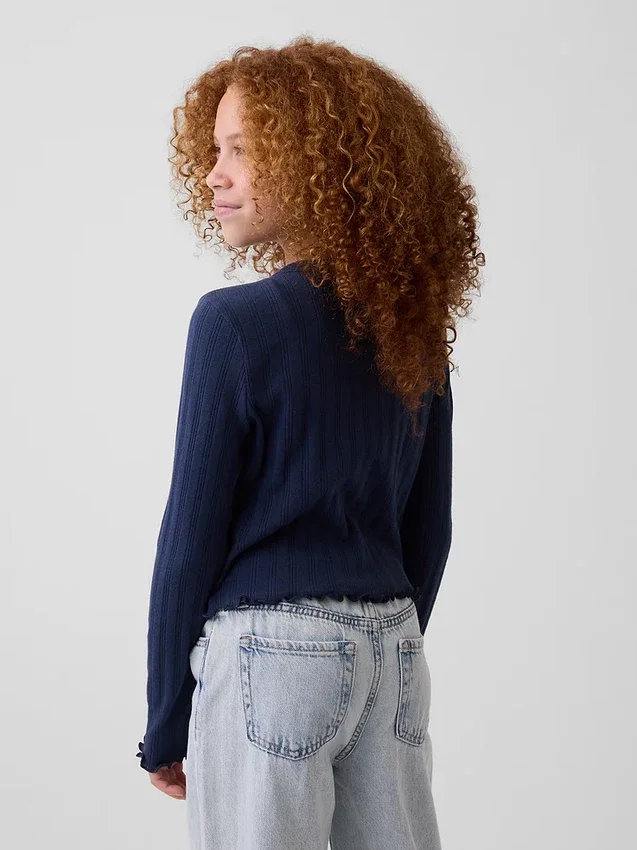 Kids Pointelle Rib Cardigan