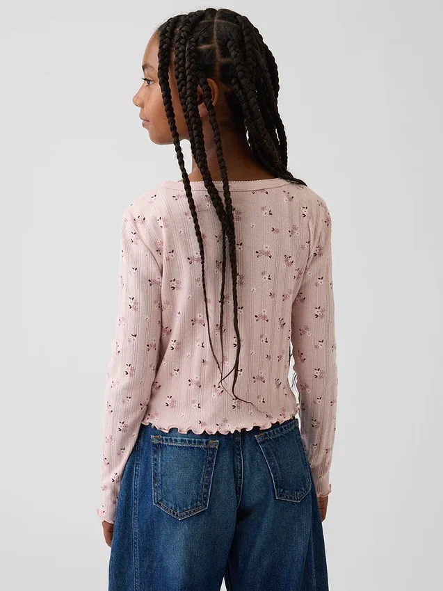 Kids Pointelle Rib Cardigan