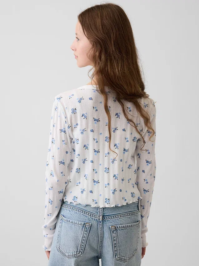 Kids Pointelle Rib Cardigan