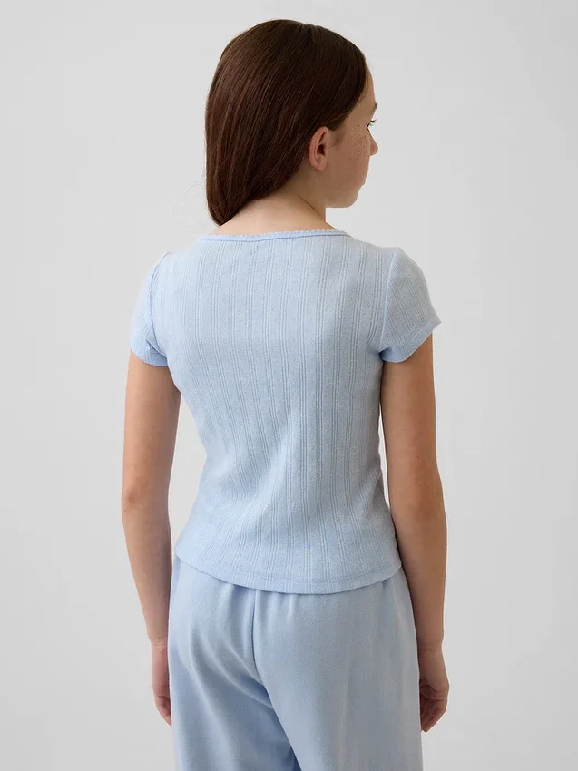 Kids Pointelle Rib Fitted T-Shirt