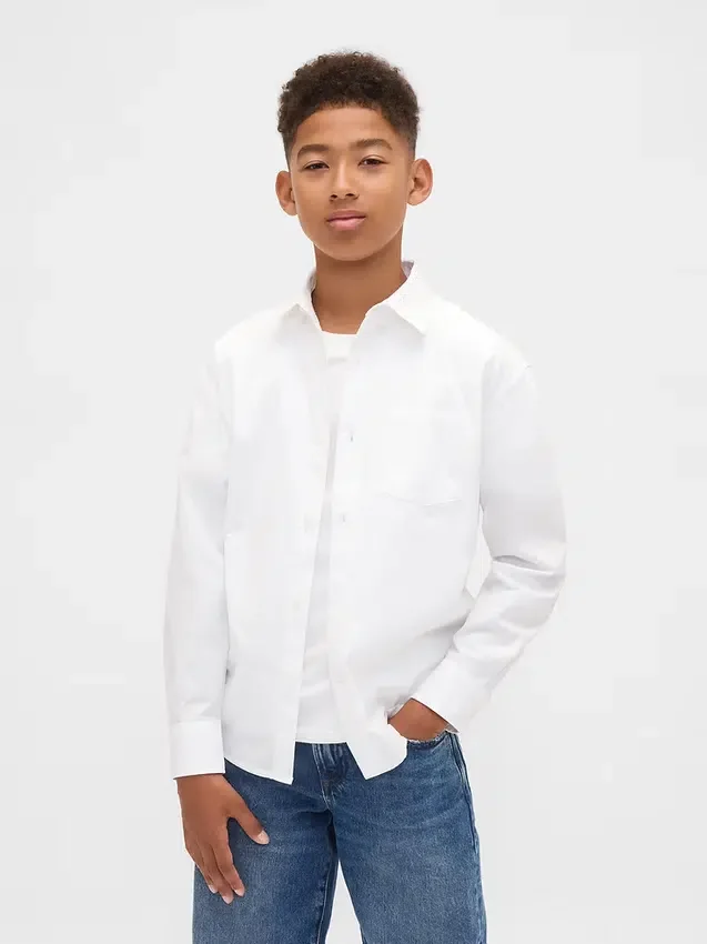 Kids Poplin Uniform Relaxed Shirt