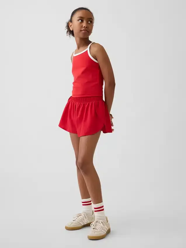 Kids Quick-Dry Butterfly-Hem Run Shorts