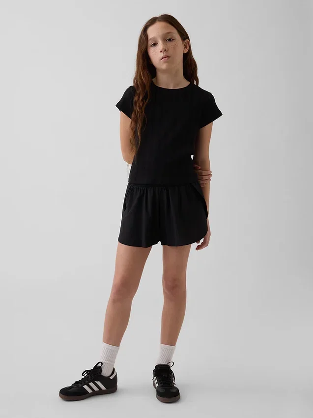 Kids Quick-Dry Butterfly-Hem Run Shorts