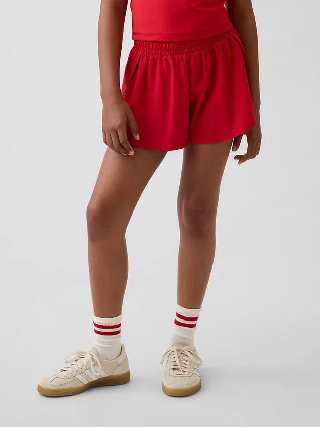 Kids Quick-Dry Butterfly-Hem Run Shorts