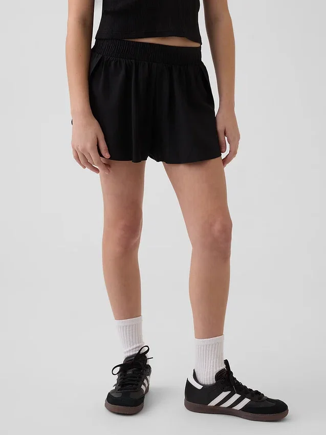Kids Quick-Dry Butterfly-Hem Run Shorts