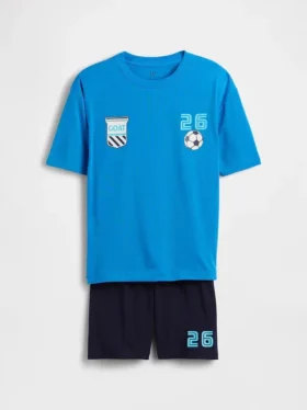 Kids Recycled Oversized Soccer Pj Short Set