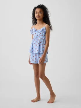 Kids Recycled Pj Ruffle Cami Short Set