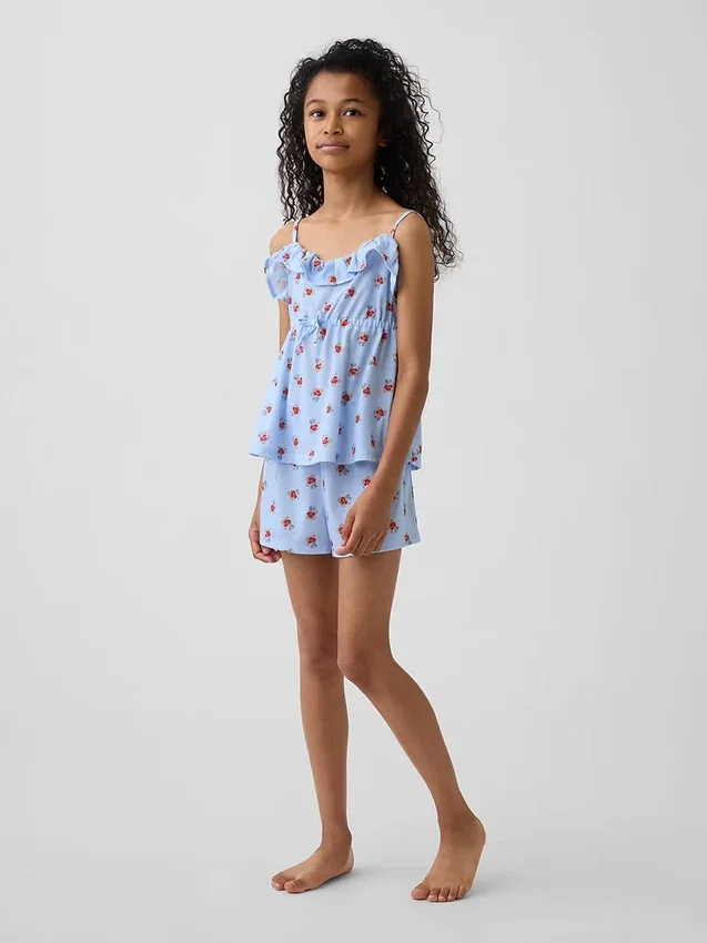 Kids Recycled Pj Ruffle Cami Short Set