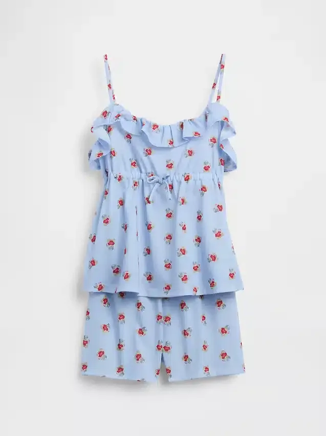 Kids Recycled Pj Ruffle Cami Short Set