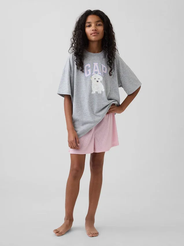 Kids Recycled Pointelle Pj Shorts