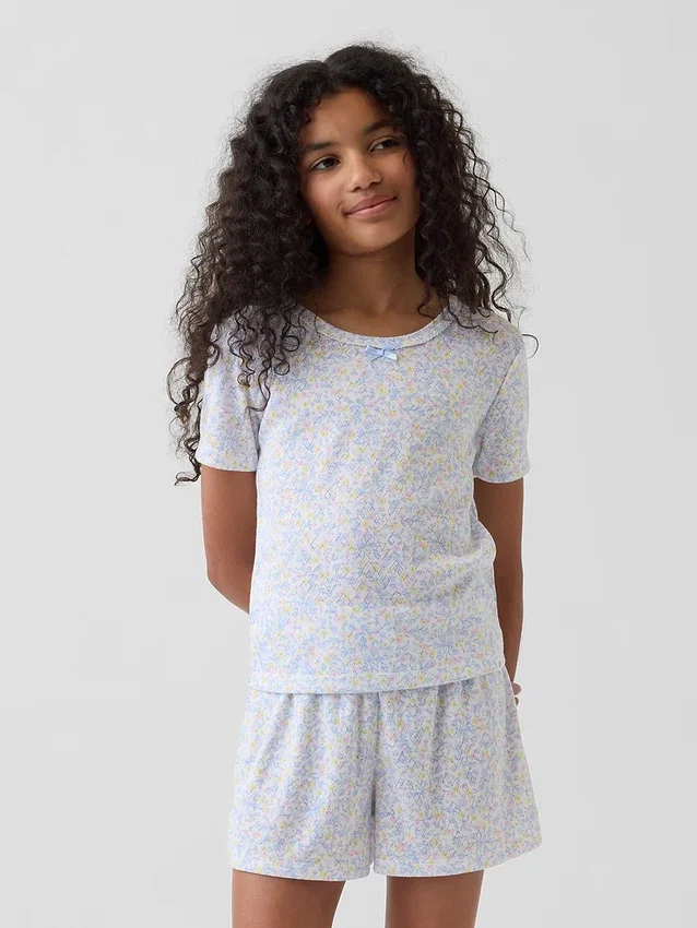 Kids Recycled Pointelle Pj Shorts