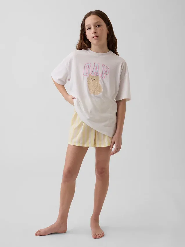 Kids Recycled Poplin Pj Boxer Shorts