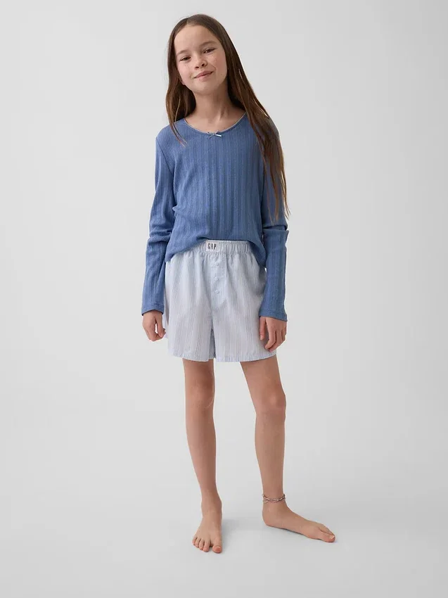 Kids Recycled Poplin Pj Boxer Shorts