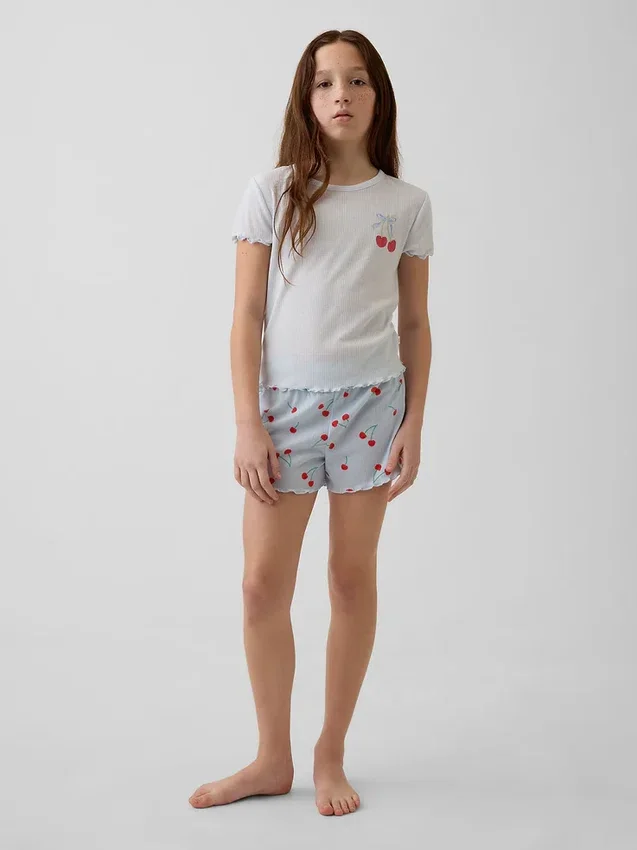 Kids Recycled Rib Pj Short Set