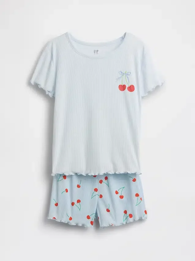 Kids Recycled Rib Pj Short Set