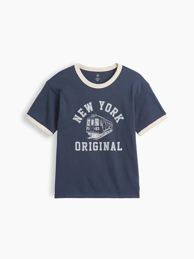 Kids Relaxed New York Graphic Ringer T-Shirt