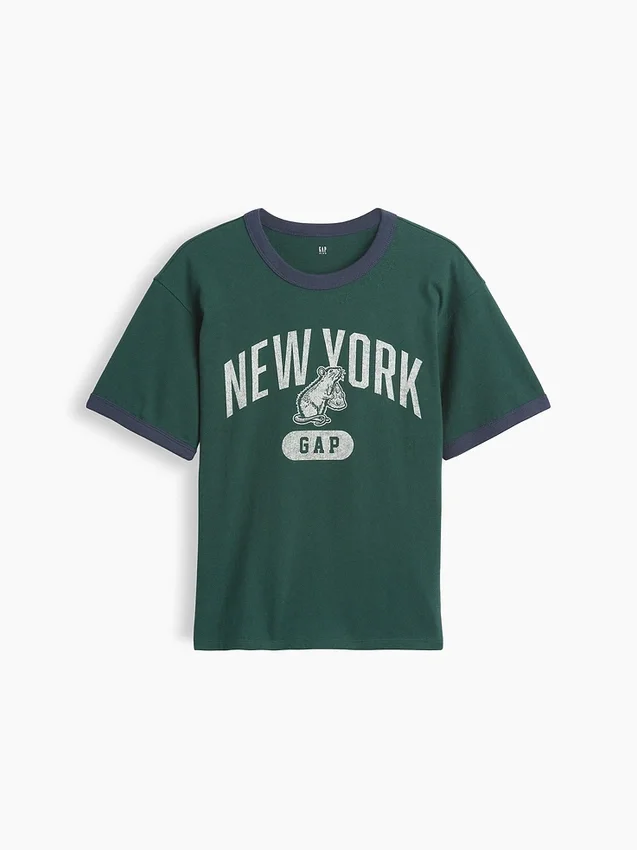 Kids Relaxed New York Graphic Ringer T-Shirt