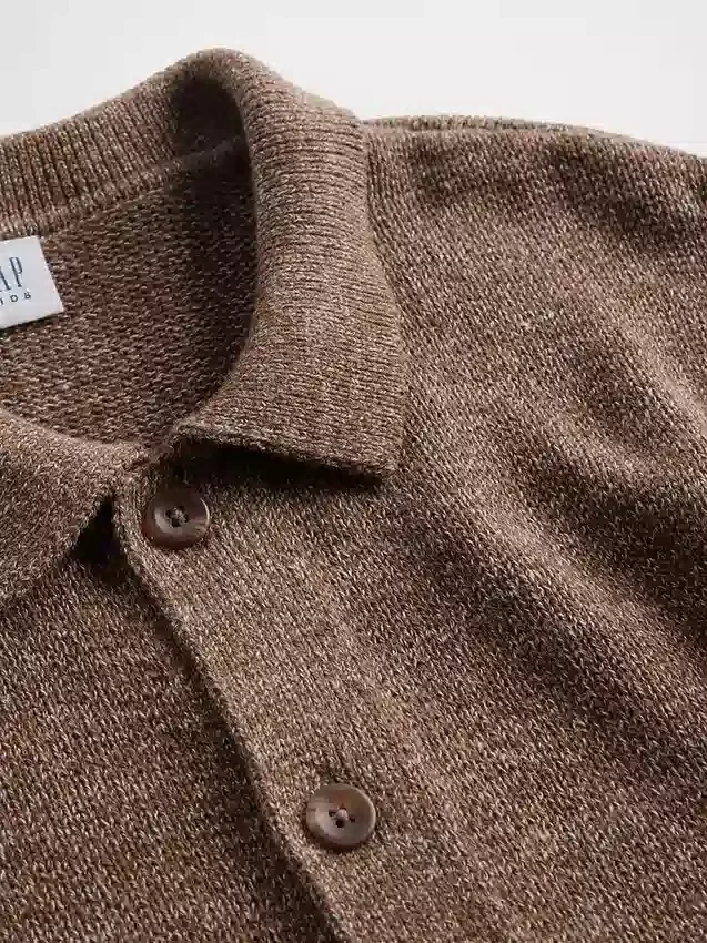 Kids Relaxed Polo Cardigan Sweater