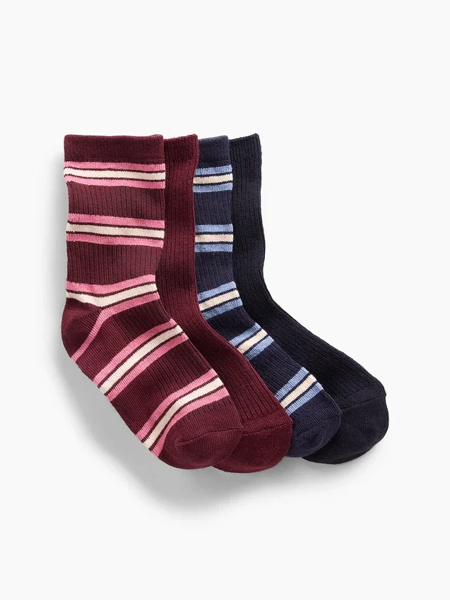 Kids Rib Crew Socks (4-Pack)