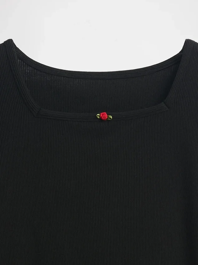 Kids Rib Puff-Sleeve Top
