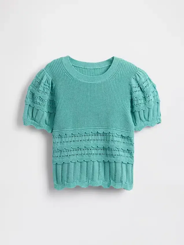 Kids Scalloped Mixed-Stitch Sweater