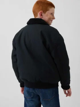 Kids Sherpa-Lined Canvas Bomber Jacket