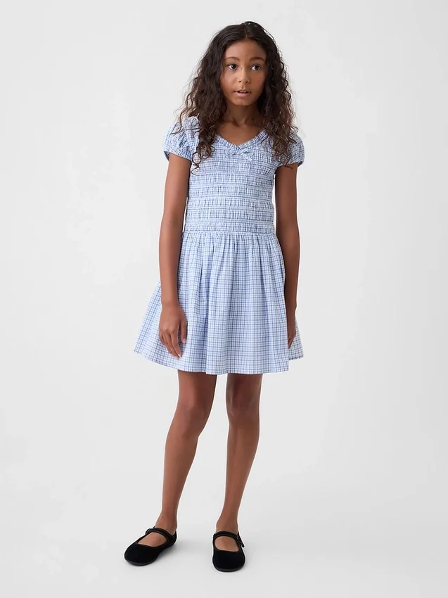 Kids Smocked Print Dress