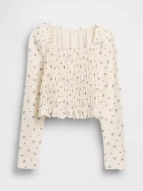 Kids Smocked Square-Neck Top